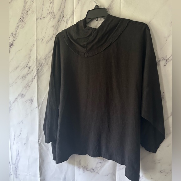 VTG 90s LA FIXSUN LINEN TUNIC LAGENLOOK TOP BLACK WOMENS XL MADE IN USA - Picture 4 of 9